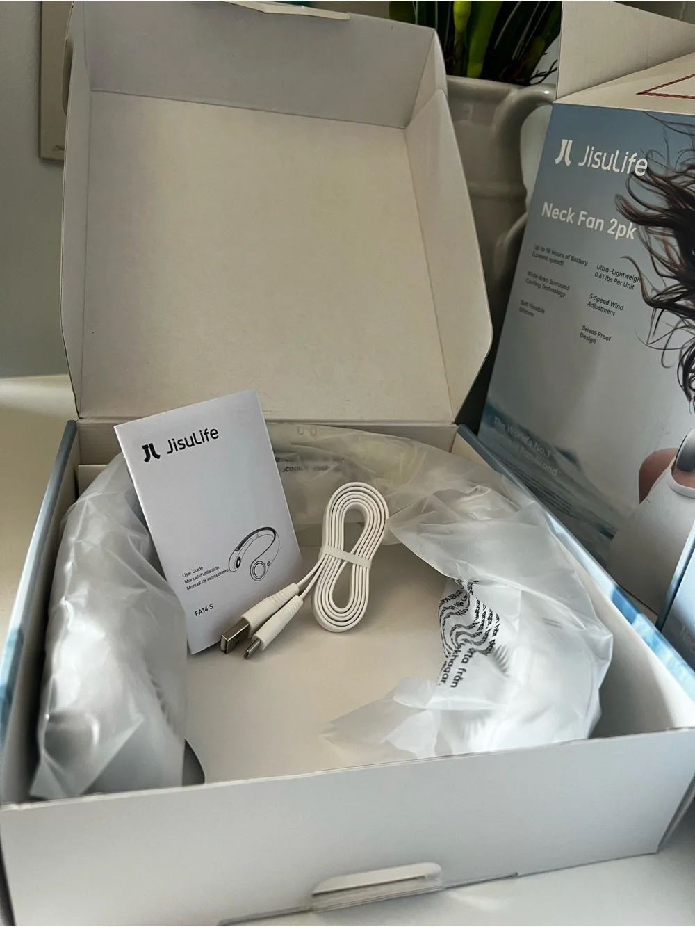 White Neck Fan 2pk - Portable Wearable Cooling